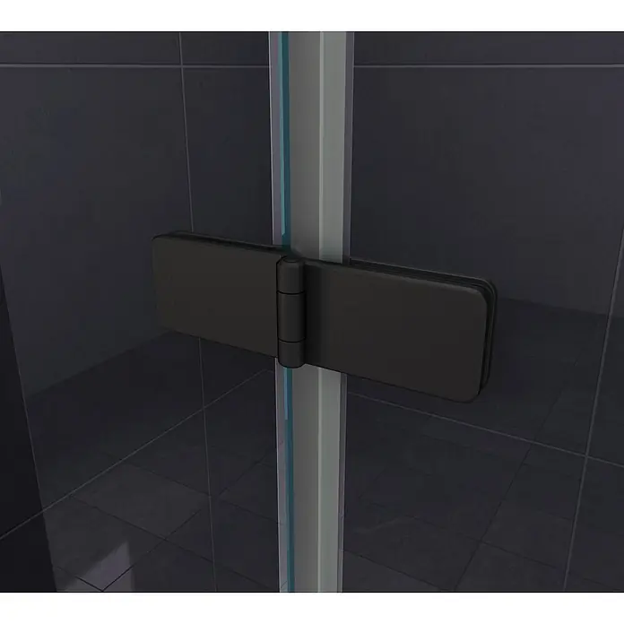 Glasdeals Badewannenaufsatz - B x H: 100 x 140 cm, 2 Stk., Schwarz - Schwarzes Metallscharnier für eine Glasduschtür.