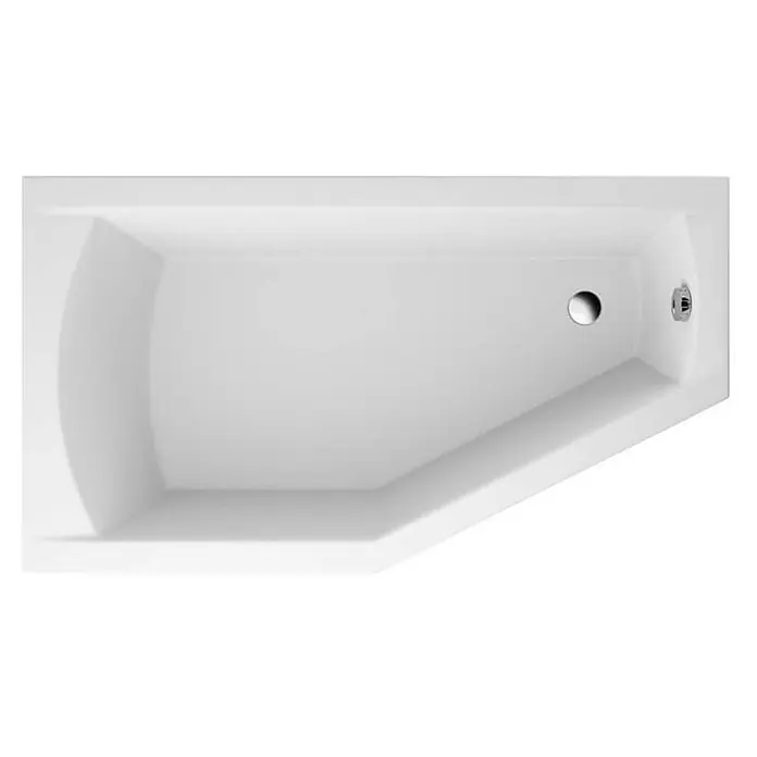 Bad Land Eckbadewanne SELENA Acryl-Eckwanne 160 x 90 cm links Weiß, inkl. Acrylschürze - Sanitäracryl, Weiß - Weiße asymmetrische Badewanne mit Abfluss und Überlauf.
