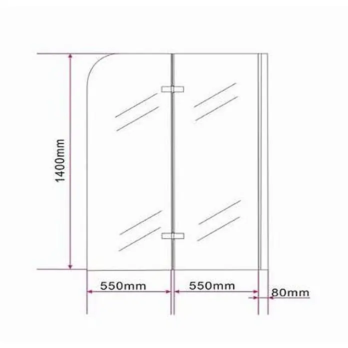 Glasdeals Badewannenaufsatz Badewannenaufsatz BREASE-FROST 120 x 140 cm 6 mm ESG teilsatiniert faltbar - B x H: 120 x 140 cm, 2 Stk., Chrom - Transparente, faltbare Glas-Duschwand, 1400mm hoch und 1180mm breit.