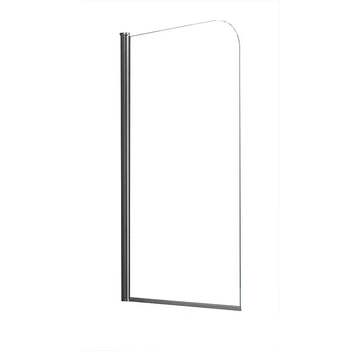 Glasdeals Badewannenaufsatz Badewannenaufsatz WELLNESS 80 x 140 cm 6 mm ESG Klarglas - B x H: 80 x 140 cm, 1 Stk., Chrom - Klarglas-Duschwand mit dunkelgrauem Rahmen und oberer Stützstange.