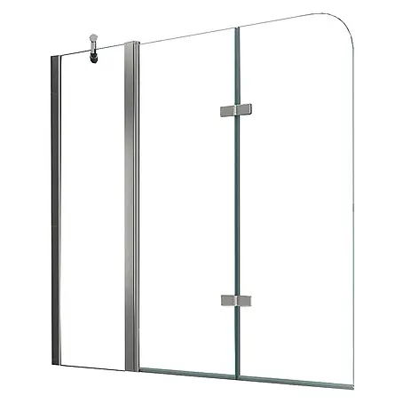 Glasdeals  Badewannenaufsatz Badewannenaufsatz TRIPLE 150 x 140 cm 6 mm ESG Klarglas faltbar
