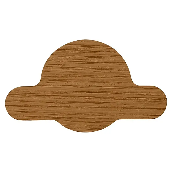 M.Pascual Tapón embellecedor - Roble, 4 ud., Pegado - Recorte decorativo de madera marrón con textura y bordes curvos.