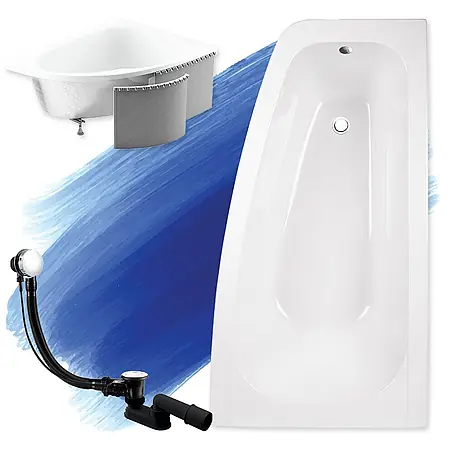 Bad Land  Eckbadewanne LUNA Acryl-Eckwanne 150 x 80 cm rechts Weiß, inkl. Styroporverkleidung
