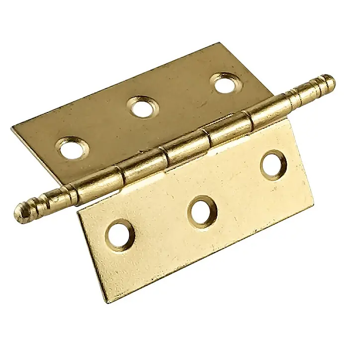 M.Pascual Bisagra de piano - L x An: 50 x 40 mm, Latón, 2 ud. - Bisagra de latón dorado con pasador extraíble y seis orificios para tornillos.