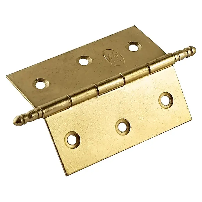 M.Pascual Bisagra de piano - L x An: 60 x 50 mm, Latón, 2 ud. - Bisagra de latón dorado con orificios para tornillos y embellecedores decorativos en el pasador.
