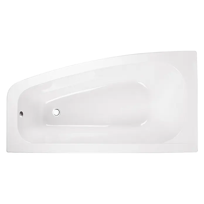 Bad Land Eckbadewanne LUNA Acryl-Eckwanne 150 x 80 cm links Weiß - Sanitäracryl, Weiß - Weiße asymmetrische Acryl-Badewanne mit integriertem Abfluss und Überlauf.