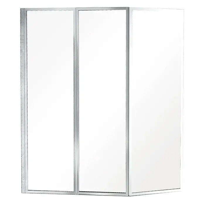 Bad Land Badewannenaufsatz Wannenaufsatz 3-tlg. AMBITION PREMIUM 130x140 cm ESG 4 mm Glas Silber - 3 Stk., Transparent / Silber - Dreiteilige Eckduschkabine aus Klarglas mit silberfarbenen Rahmen.