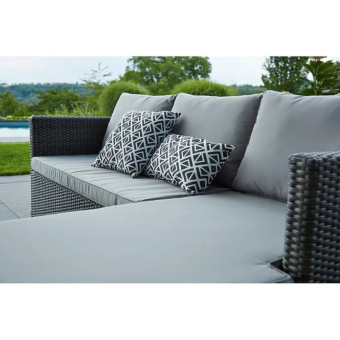 Sunfun Loungemöbel-Set Sandra - 3 -tlg., Polyrattan, Akazie, Aluminium, Hellgrau/Anthrazit - Detailaufnahme