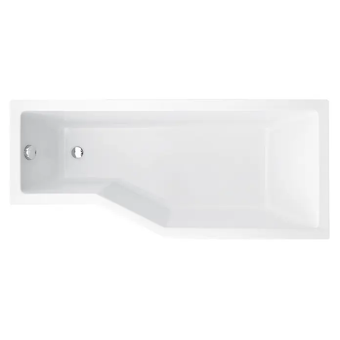 Bad Land Eckbadewanne INTEGRA Acryl-Eckwanne 150 x 75 cm rechts Weiß - L x B: 150 x 75 cm, Sanitäracryl, Weiß - Weiße L-förmige Badewanne mit Chromüberlauf und -ablauf.