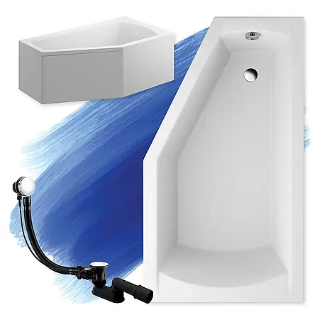 Bad Land  Eckbadewanne SELENA Acryl-Eckwanne 150 x 90 cm rechts Weiß, inkl. Acrylschürze
