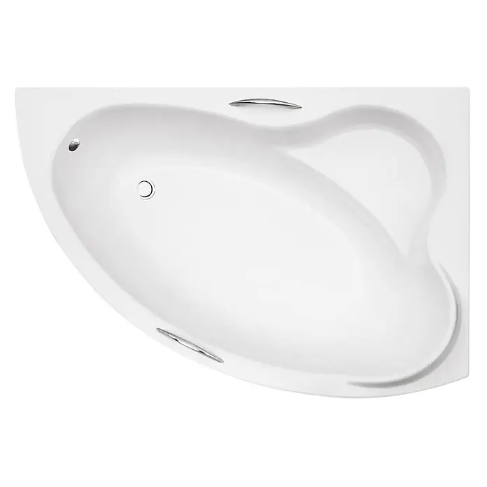 Bad Land Eckbadewanne ADA Acryl-Eckwanne 140 x 90 cm rechts Weiß, inkl. Acrylschürze und Griffe - Sanitäracryl, Weiß - Weiße, ergonomisch geformte Eckbadewanne mit Abfluss, Überlauf und integrierten Haltegriffen.