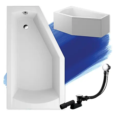 Bad Land  Eckbadewanne SELENA Acryl-Eckwanne 160 x 90 cm links Weiß, inkl. Acrylschürze