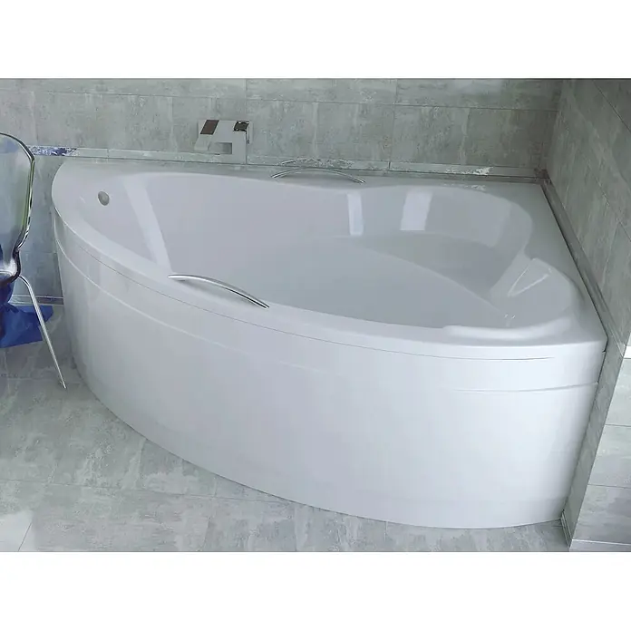 Bad Land Eckbadewanne - L x B: 140 x 90 cm, Sanitäracryl, Weiß - Weiße Eckbadewanne mit Chromgriffen.