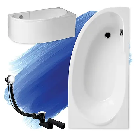 Bad Land  Eckbadewanne MIKI Acryl-Eckwanne 140 x 70 cm rechts Weiß, inkl. Acrylschürze