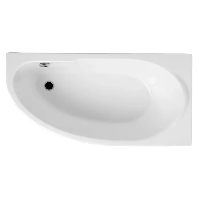 Bad Land Eckbadewanne MIKI Acryl-Eckwanne 140 x 70 cm rechts Weiß, inkl. Styroporverkleidung - Sanitäracryl, Weiß - Weiße Eckbadewanne mit ovalem Becken, Abfluss und Überlauf.