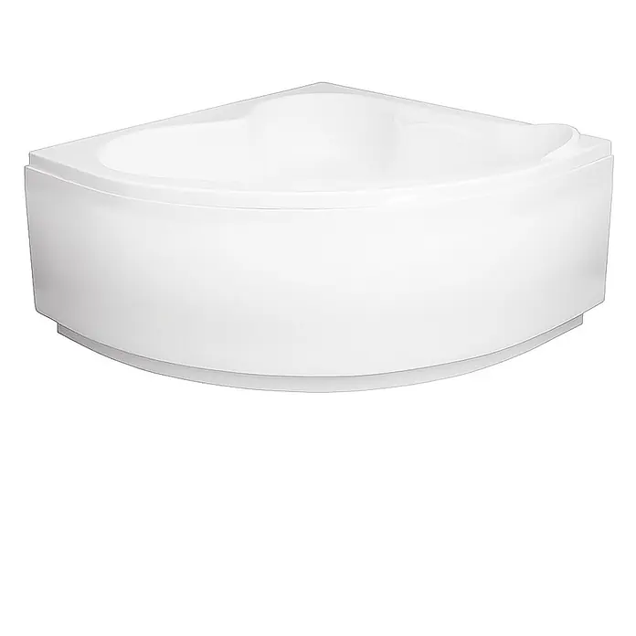 Bad Land Eckbadewanne - L x B: 130 x 130 cm, Sanitäracryl, Weiß - Weißes Eckbadewanne mit einer geschwungenen Frontplatte, ideal für platzsparende Badezimmerinstallation.
