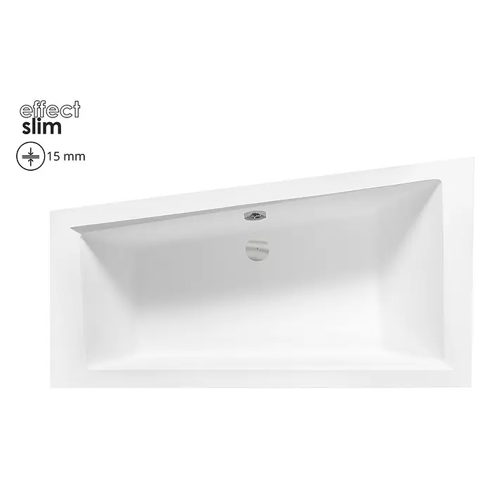 Bad Land Eckbadewanne INTIMA SLIM Acryl-Eckwanne 150 x 85 cm links Weiß - L x B: 150 x 85 cm, Sanitäracryl, Weiß - Weißes, schmales Rechteckbecken mit 15mm dünnem Rand, integriertem Überlauf und Abfluss.