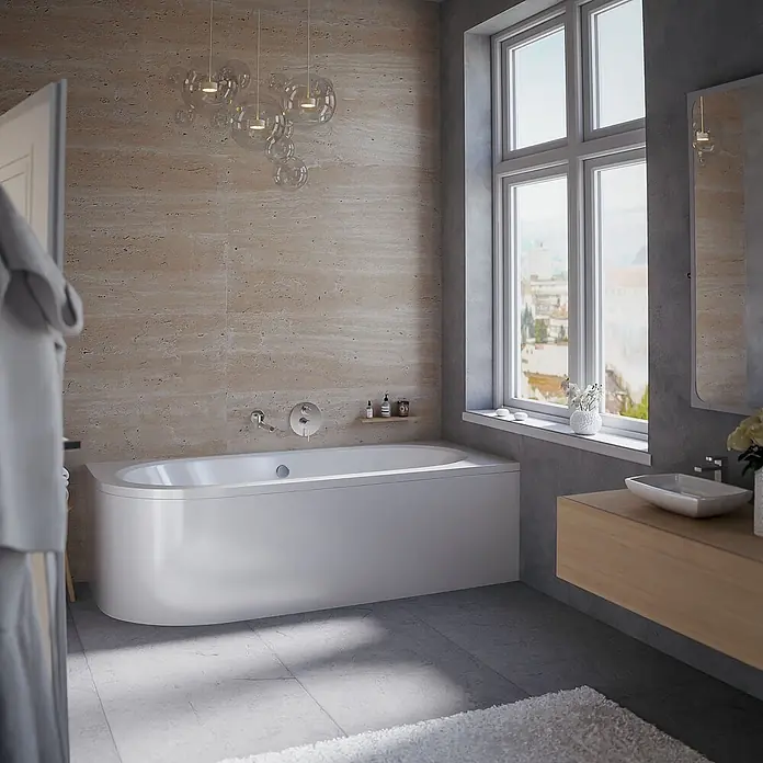 Bad Land Eckbadewanne AVITA Acryl-Eckwanne 150 x 75 cm rechts Weiß - Sanitäracryl, Weiß - Moderne weiße Badewanne mit schlankem Design, perfekt in ein zeitgemäßes Badezimmer integriert.
