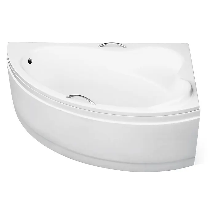 Bad Land Eckbadewanne ADA Acryl-Eckwanne 140 x 90 cm rechts Weiß, inkl. Acrylschürze und Griffe - Sanitäracryl, Weiß - Weiße Acryl-Eckbadewanne mit ergonomischem Innenraum und zwei verchromten Haltegriffen.