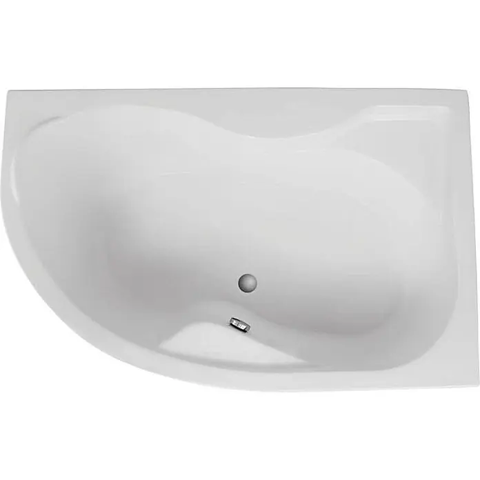 Bad Land Eckbadewanne DORA Acryl-Eckwanne 170 x 110 cm rechts Weiß - Sanitäracryl, Weiß - Weiße asymmetrische Eckbadewanne mit zentralem Abfluss.