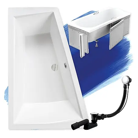 Bad Land  Eckbadewanne INTIMA SLIM Acrylwanne 180 x 125 cm links Weiß m. Styroporverkl.