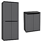 Terry J-Base Armario multiusos de plástico  (Escobero + bajo, Gris oscuro/Negro, 2 pzs.) | BAUHAUS