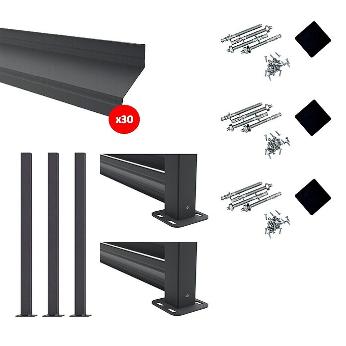 Set de valla de protección Ventia (L x Al: 160 x 150 cm, Antracita, 14 pzs.) | BAUHAUS