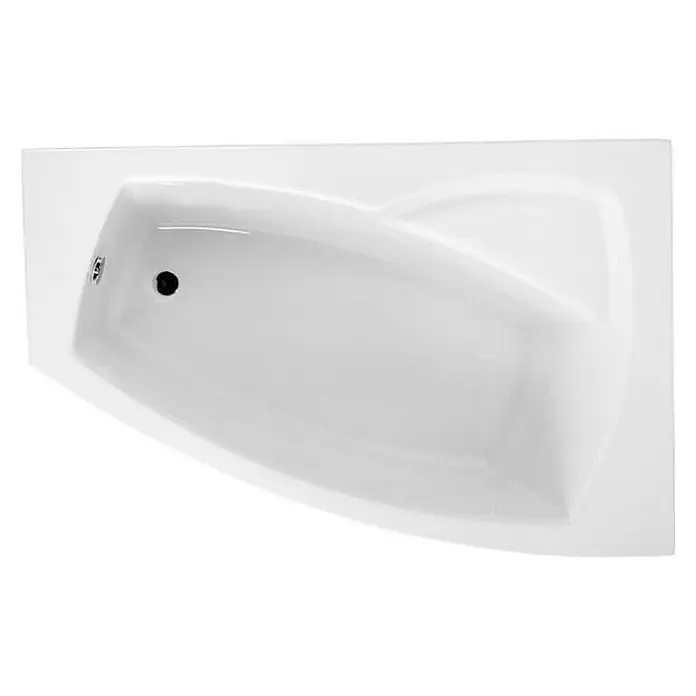 Bad Land Eckbadewanne FRIDA Acryl-Eckwanne 160 x 105 cm rechts Weiß - L x B: 160 x 105 cm, Sanitäracryl, Weiß - Weiße asymmetrische Badewanne mit Abfluss und Überlauf.
