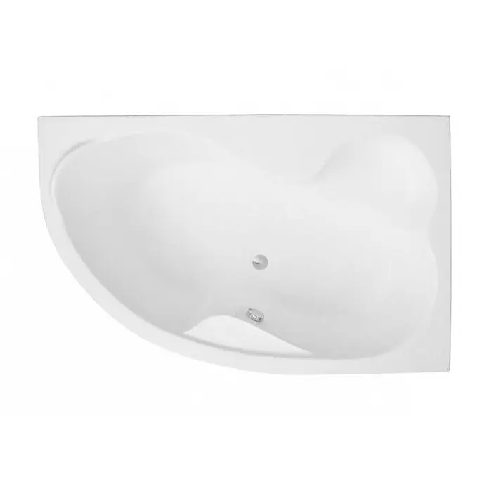 Bad Land Eckbadewanne MEGA Acryl-Eckwanne 160 x 105 cm rechts Weiß, inkl. Acrylschürze - Sanitäracryl, Weiß - Weiße Eckbadewanne mit ergonomischem Innenraum, Abfluss und Überlauf.