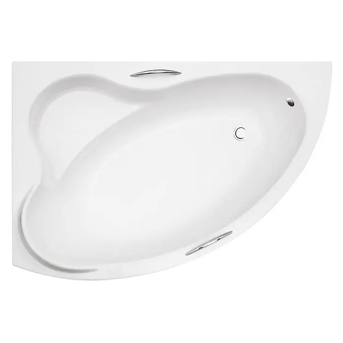 Bad Land Eckbadewanne ADA Acryl-Eckwanne 140 x 90 cm links Weiß, inkl. Griffe - Sanitäracryl, Weiß - Weiße Eckbadewanne mit integrierten Haltegriffen, Abfluss und Überlauf.