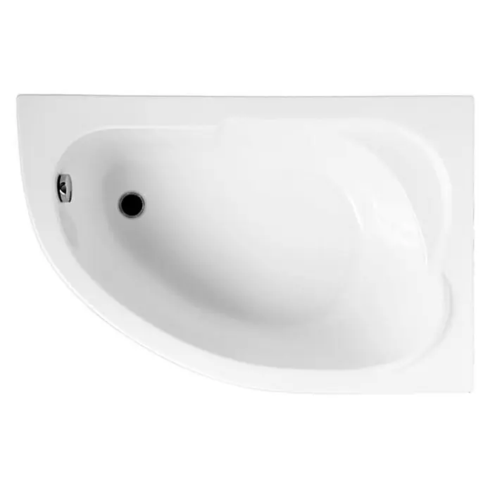Bad Land Eckbadewanne STANDARD Acryl-Eckwanne 130 x 85 cm rechts Weiß - Sanitäracryl, Weiß - Weiße Eckbadewanne mit Abfluss und Überlauf.