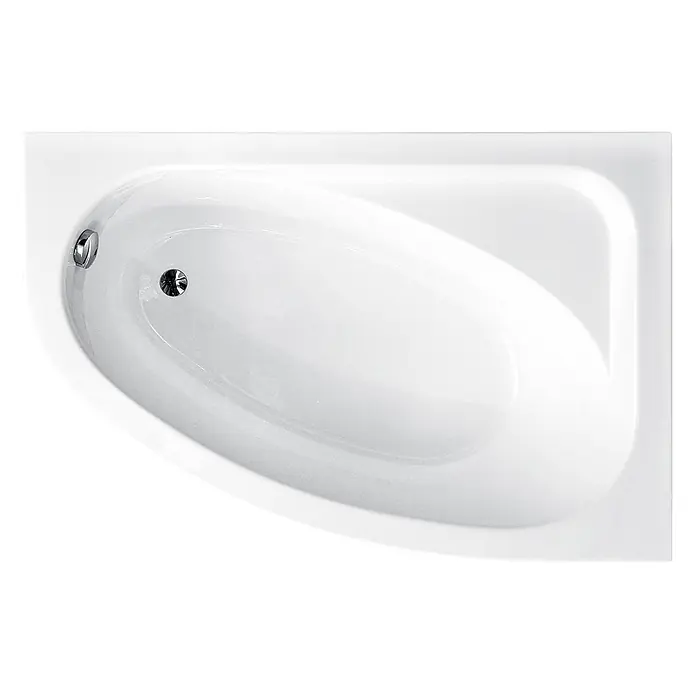 Bad Land Eckbadewanne CORNEA Acryl-Eckwanne 150 x 100 cm rechts Weiß - L x B: 150 x 100 cm, Sanitäracryl, Weiß - Weiße asymmetrische Eckbadewanne mit ovalem Innenraum, Chromablauf und Überlauf.