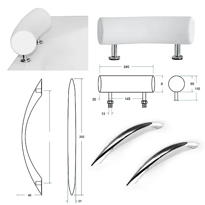 Bad Land Eckbadewanne MILENA PREMIUM Acryl-Eckwanne 150 x 70 cm links Weiß - L x B: 150 x 70 cm, Sanitäracryl, Weiß - Weißes gepolstertes Maniküre-Arm-/Fußauflage mit Chromfüßen und zwei eleganten Chromgriffen. Inklusive detaillierter technischer Zeichnungen.