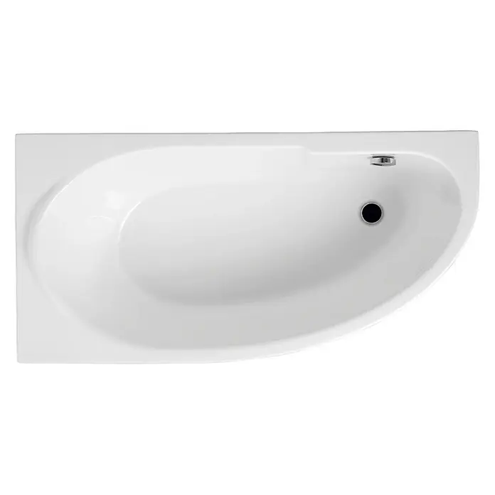 Bad Land Eckbadewanne MIKI Acryl-Eckwanne 140 x 70 cm links Weiß - Sanitäracryl, Weiß - Weiße asymmetrische Eckbadewanne mit Abfluss und Überlauf.