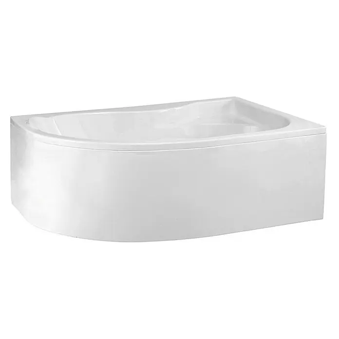 Bad Land Eckbadewanne - L x B: 170 x 110 cm, Sanitäracryl, Weiß - Weiße Eckbadewanne mit moderner, abgerundeter Frontplatte.