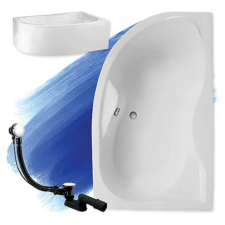 Bad Land  Eckbadewanne DORA Acryl-Eckwanne 170 x 110 cm rechts Weiß, inkl. Acrylschürze