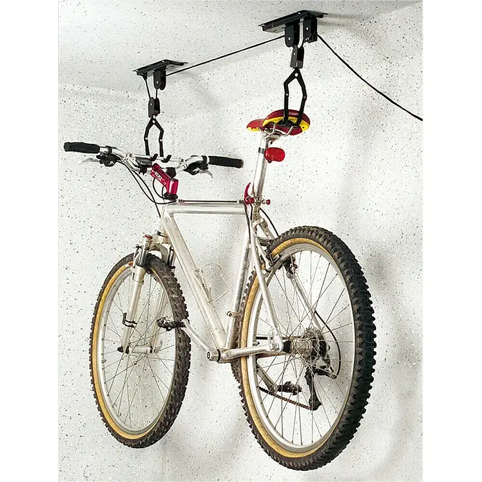 Eufab Fahrrad-Deckenlift - Geeignet für: 1 Fahrrad, Max. Ladegewicht: 20 kg - Fahrradaufhängungssystem für die Decke. Ideal zur platzsparenden Aufbewahrung von Fahrrädern in Garagen oder Kellern.