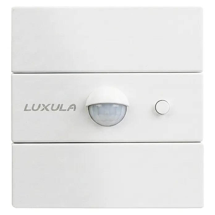 Luxula Solar-Außenwandleuchte - L x B x H: 9,5 x 8,8 x 7,3 cm, Weiß, IP65, 300 lm - Weißes LUXULA Bewegungssensormodul mit halbkugelförmigem PIR-Sensor und Drehknopf.
