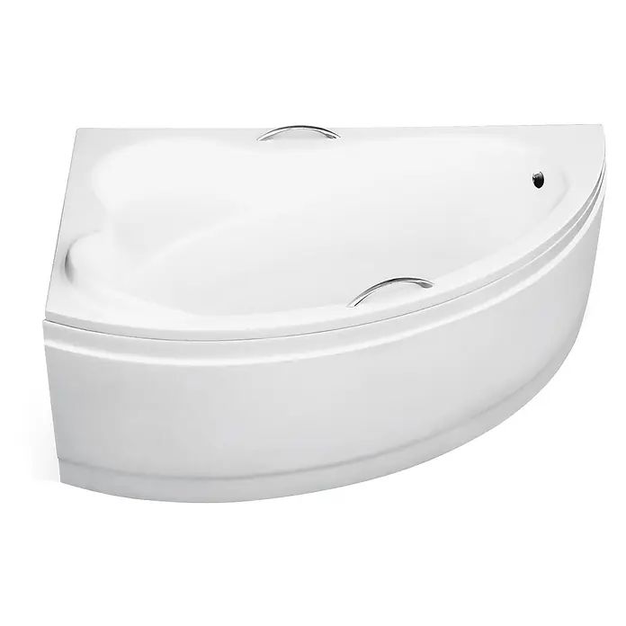 Bad Land Eckbadewanne ADA Acryl-Eckwanne 160 x 100 cm links Weiß, inkl. Acrylschürze und Griffe - Sanitäracryl, Weiß - Weiß-Eckbadewanne mit integrierten Haltegriffen und ovalem Innenraum.