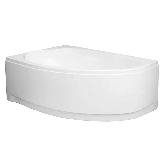 Bad Land Eckbadewanne MAREA Acryl-Eckwanne 160 x 100 cm links Weiß, inkl. Acrylschürze - Sanitäracryl, Weiß - Weiße Eckbadewanne mit elegantem Design und glatter, gebogener Frontplatte.