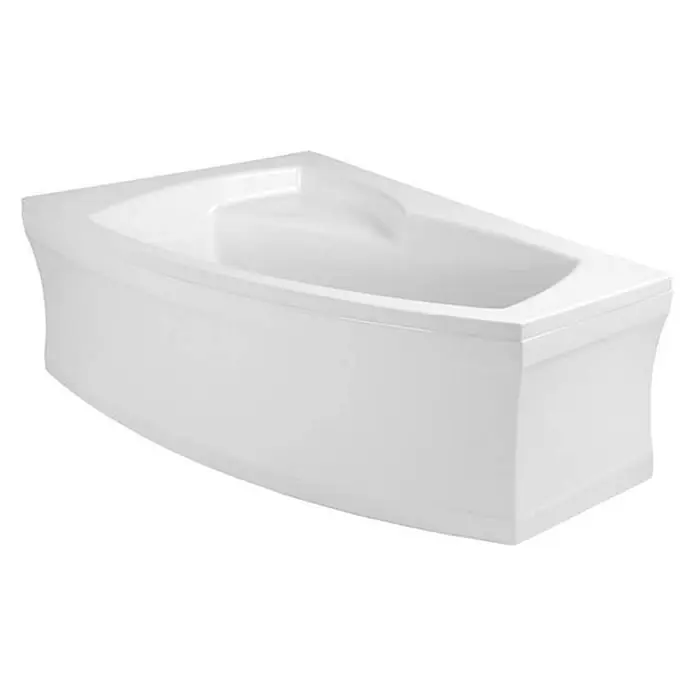 Bad Land Eckbadewanne - L x B: 160 x 105 cm, Sanitäracryl, Weiß - Weiße asymmetrische Acryl-Badewanne mit geschwungener Vorderseite.