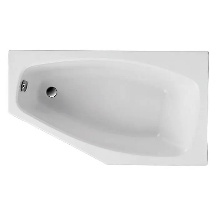 Bad Land Eckbadewanne MARIKA Acryl-Eckwanne 140 x 80 cm rechts Weiß - L x B: 140 x 80 cm, Sanitäracryl, Weiß - Weiße asymmetrische Badewanne mit Abfluss und Überlauf.