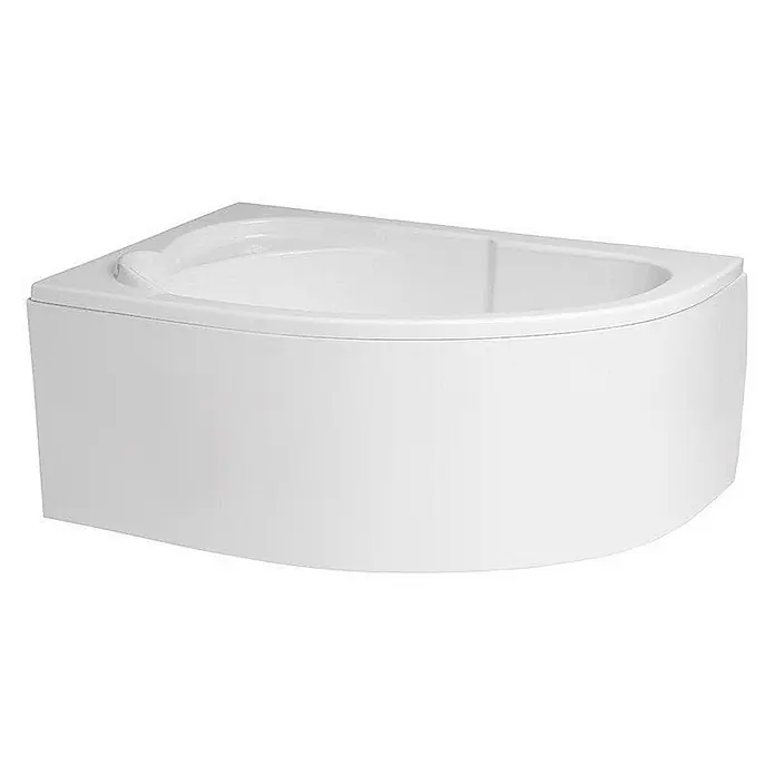 Bad Land Eckbadewanne STANDARD Acryl-Eckwanne 130 x 85 cm links Weiß, inkl. Acrylschürze - Sanitäracryl, Weiß - Weiße Eckbadewanne mit glatter, abgerundeter Frontplatte, zur Installation bereit.