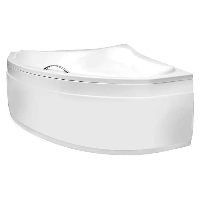 Bad Land Eckbadewanne EWA Acryl-Eckwanne 134 x 134 cm Weiß, inkl. Acrylschürze - L x B: 134 x 134 cm, Sanitäracryl, Weiß - Weiße Eckbadewanne mit einem gebogenen Chromhaltegriff.