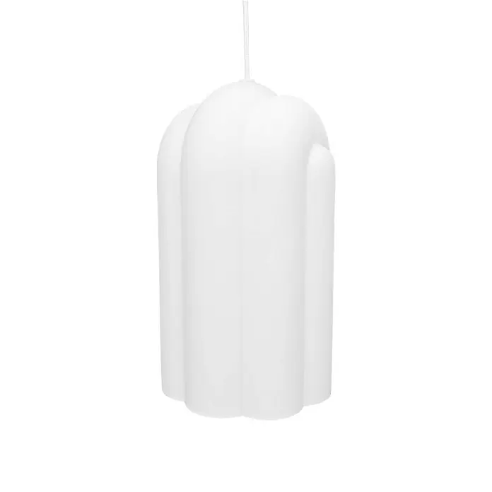 Lucande Pendelleuchte Lunja - L x B x H: 17,7 x 17,7 x 30 cm, weiß / opal, weiß, E27 - Weiße, durchscheinende, geriffelte Pendelleuchte mit länglichem, abgerundetem Design.