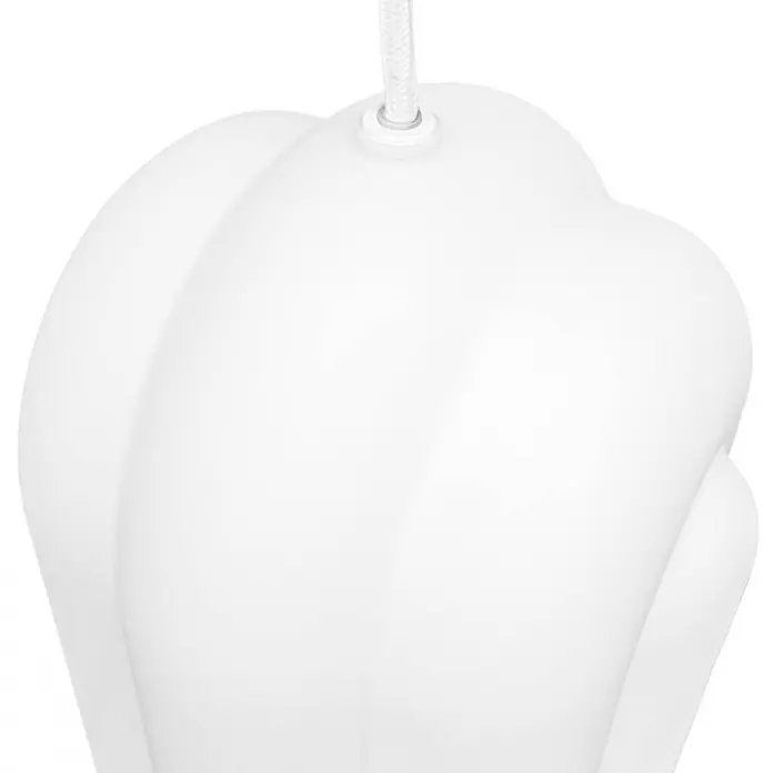 Lucande Pendelleuchte Lunja - L x B x H: 17,7 x 17,7 x 30 cm, weiß / opal, weiß, E27 - Weiße, paprikaförmige Pendelleuchte mit geflochtener Schnur.