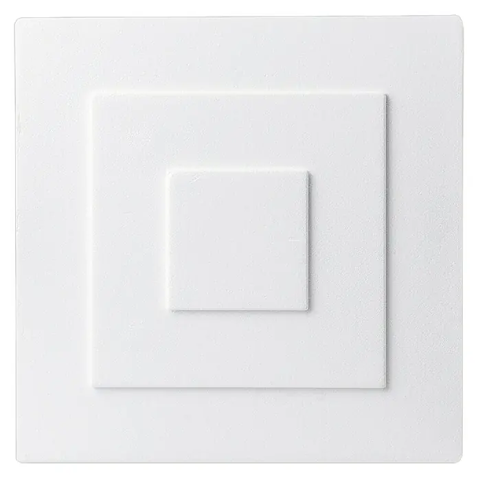 Rosette Heike - Expandiertes Polystyrol (EPS), Modern, Weiß - Quadratische, weiße Deckplatte mit pyramidenartigem Design. Ideal für moderne Raumgestaltungen und stilvolle Akzente.