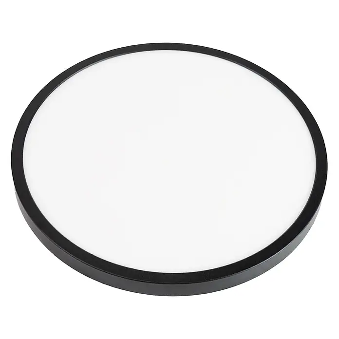Enovalite LED-Deckenleuchte rund - 24 W, Ø x H: 29 x 1,95 cm, Schwarz, Schwarz, Mehrfarbig - Runde, flache LED-Deckenleuchte mit schwarzem Rand und weißem Diffusor.