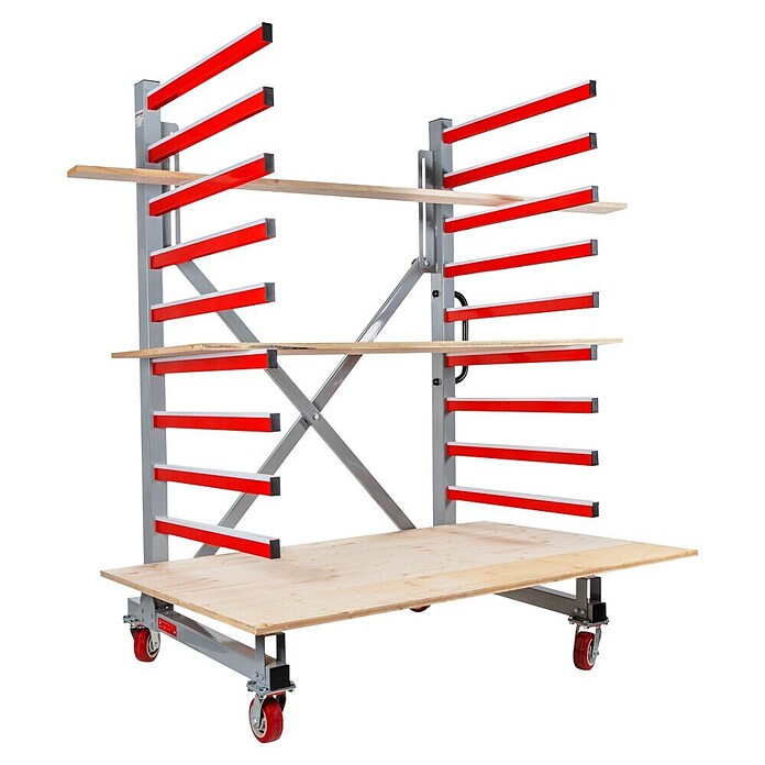 Holzmann Regalwagen TAW76 (H x B x T: 193 x 136 x 100 cm, Traglast pro Träger: 50 kg, Grau/Rot) | BAUHAUS