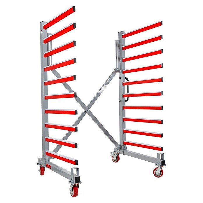 Holzmann Regalwagen TAW76 (H x B x T: 193 x 136 x 100 cm, Traglast pro Träger: 50 kg, Grau/Rot) | BAUHAUS